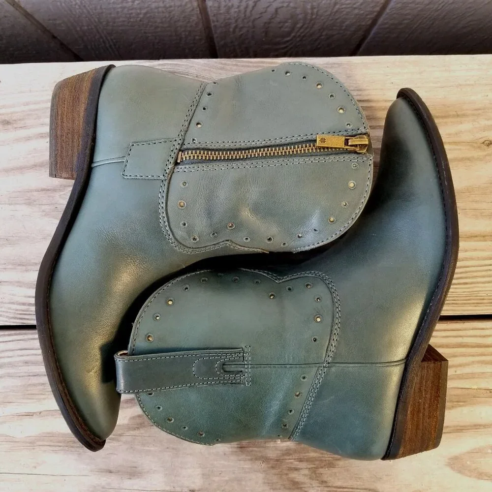 Lucky Brand Ltd Ed Chantel X Womens Dark Teal Leather Bootie 7.5 M